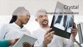  Presentation with digital hospital - Theme with scan chest - radiologists with x-ray using digital background and a light gray colored foreground