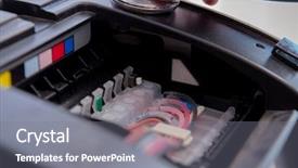  Presentation with hai color - Amazing slide set having scan engineer - repairman repairing broken color printer backdrop and a gray colored foreground