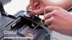  Presentation with st joseph to color - Colorful slide set enhanced with scan engineer - repairman repairing broken color printer backdrop and a dark gray colored foreground