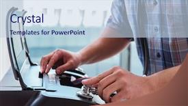  Presentation with break up broken heart - Audience pleasing PPT theme consisting of scan engineer - repairman repairing broken color printer backdrop and a sky blue colored foreground