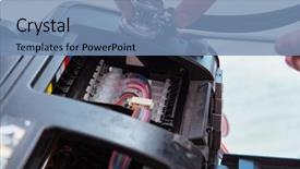  Presentation with 3d printer - Audience pleasing PPT theme consisting of scan engineer - repairman repairing broken color printer backdrop and a seafoam green colored foreground