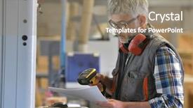  Presentation with programming - Beautiful presentation theme featuring scan engineer - woodwork technician programming sawmill machine backdrop and a  colored foreground