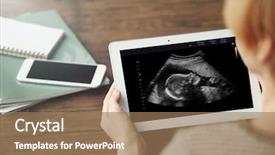  Presentation with baby ultrasound - Slide set having scan of baby on screen background and a coral colored foreground