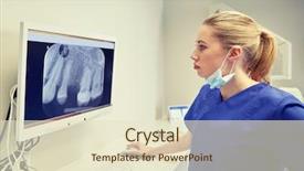  Presentation with technology health - Slides enhanced with scan on monitor at dental background and a  colored foreground