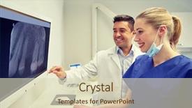  Presentation with technology health - Cool new slides with scan on monitor at dental backdrop and a soft green colored foreground