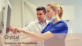  Presentation with technology health - Presentation theme with scan on monitor at dental background and a  colored foreground