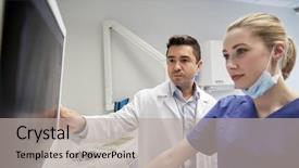  Presentation with technology health - PPT layouts having scan on monitor at dental background and a light gray colored foreground