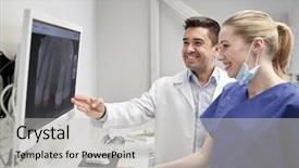  Presentation with health technology - Audience pleasing slide set consisting of scan on monitor at dental backdrop and a light gray colored foreground