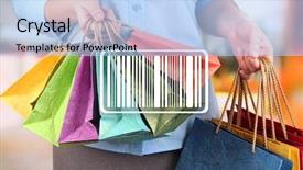  Presentation with barcode - Slide deck consisting of scan paper - barcode on shopping bags background background and a  colored foreground
