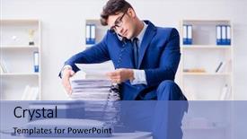  Presentation with scan paper - PPT theme enhanced with scan paper - businessman making copies in copying background and a teal colored foreground