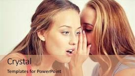  Presentation with friendship - Beautiful PPT theme featuring scandal - friendship people pajama party backdrop and a coral colored foreground