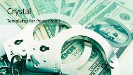  Presentation with scandal - Cool new presentation theme with scandal crime - silver handcuff and dollar bank backdrop and a mint green colored foreground