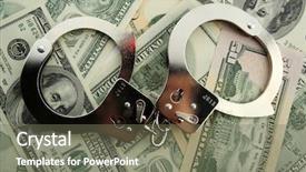  Presentation with scandal - Audience pleasing presentation consisting of scandal crime - silver handcuff and dollar bank backdrop and a gray colored foreground