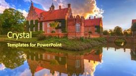  Presentation with architecture - Slide set with scania - architecture ot the trolle-ljungby castle background and a  colored foreground