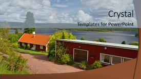  Presentation with swedish - Colorful presentation theme enhanced with scania - traditional red swedish cottage house backdrop and a  colored foreground