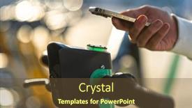  Presentation with environmentally friendly - PPT layouts having scanning-electric-scooter-qr-code background and a tawny brown colored foreground