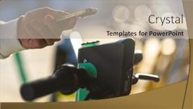  Presentation with environmentally friendly - PPT theme featuring scanning-electric-scooter-qr-code background and a mint green colored foreground