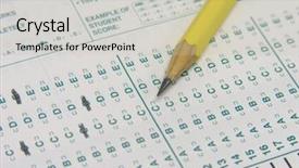  Presentation with test - PPT theme featuring scantron - photo of someone taking background and a soft green colored foreground