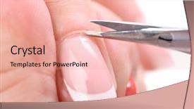 Presentation with beauty salon - PPT theme having scapula - beauty salon manicure applying cutting background and a coral colored foreground