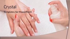  Presentation with beauty salon - Colorful PPT theme enhanced with scapula - beauty salon manicure applying moisturising backdrop and a lemonade colored foreground