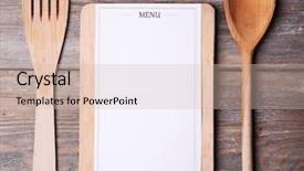  Presentation with paper cutting - Audience pleasing slides consisting of scapula - cutting board with menu sheet backdrop and a soft green colored foreground