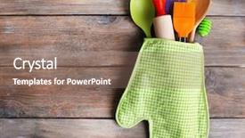  Presentation with utensils - Amazing slide set having scapula - set of kitchen utensils backdrop and a violet colored foreground