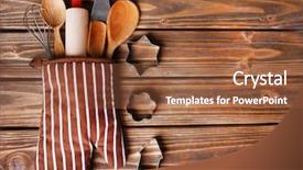  Presentation with kitchen utensils - PPT layouts with scapula - set of kitchen utensils background and a  colored foreground