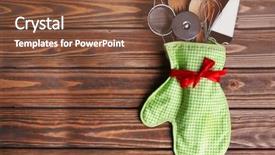  Presentation with kitchen utensils - Cool new slide set with scapula - set of kitchen utensils backdrop and a tawny brown colored foreground