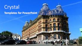  Presentation with england - PPT theme consisting of scarborough-north-yorkshire-england-19th background and a cobalt blue colored foreground