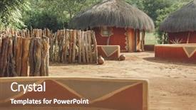 Presentation with traditional houses illustration - Audience pleasing presentation design consisting of scarcity - traditional round african houses backdrop and a tawny brown colored foreground