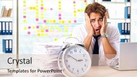  Presentation with busy - Amazing presentation having scare times - busy businessman working backdrop and a  colored foreground