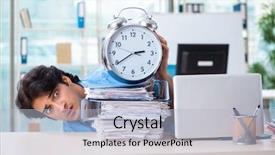  Presentation with unhappy - Cool new presentation design with scare times - handsome businessman unhappy with excessive backdrop and a light gray colored foreground