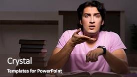  Presentation with late - Cool new presentation theme with scare times - male handsome student preparing backdrop and a wine colored foreground