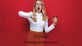  Presentation with beautiful young woman getting face - Presentation theme with scare times - shocked beautiful young blonde woman background and a crimson colored foreground