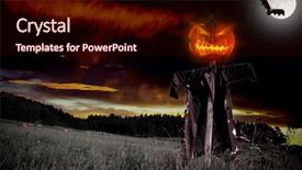  Presentation with spooky - Beautiful slide deck featuring scarecrow - halloween spooky background with free backdrop and a wine colored foreground