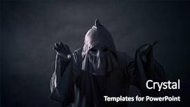  Presentation with scary cinema - Cool new slide set with scarecrow - scary figure in hooded cloak backdrop and a black colored foreground