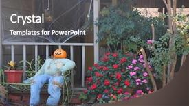  Presentation with halloween - Beautiful PPT theme featuring scarecrow decorations for upcoming halloween backdrop and a dark gray colored foreground