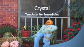  Presentation with islamic decorations decoration and motif - Slides with scarecrow decorations for upcoming halloween background and a dark gray colored foreground