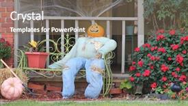  Presentation with halloween - PPT theme having scarecrow decorations for upcoming halloween background and a violet colored foreground