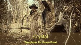  Presentation with raven black - PPT theme with scarecrow-halloween-tales-a-terrible background and a tawny brown colored foreground