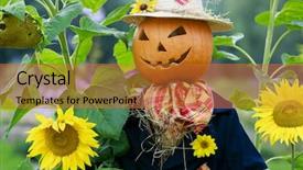  Presentation with vegetable garden - Colorful slide set enhanced with scarecrow in the garden - autumn backdrop and a red colored foreground