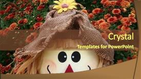  Presentation with garden - Amazing PPT layouts having scarecrow in the garden backdrop and a tawny brown colored foreground
