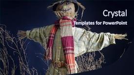  Presentation with dark blue - Slides with scarecrow on dark blue background background and a wine colored foreground