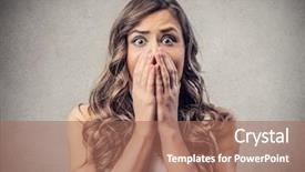  Presentation with concert symphony woman dancing in grass - Presentation design having scared - concerned woman background and a coral colored foreground