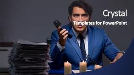  Presentation with life memorial candle light - Cool new PPT layouts with scared audit - businessman working late in office backdrop and a dark gray colored foreground