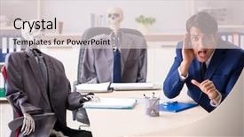  Presentation with skeletons - PPT theme enhanced with scared audit - funny business meeting with boss background and a lemonade colored foreground
