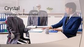  Presentation with skeletons - Presentation theme enhanced with scared audit - funny business meeting with boss background and a light gray colored foreground