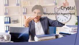  Presentation with middle ages portrait - Audience pleasing PPT theme consisting of scared audit - middle aged businesslady unhappy backdrop and a lemonade colored foreground