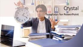  Presentation with middle ages - Presentation design enhanced with scared audit - middle aged businesslady unhappy background and a lemonade colored foreground