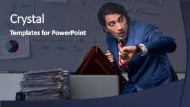  Presentation with financial assets - Presentation theme with scared audit - young elegant financial specialist working background and a dark gray colored foreground